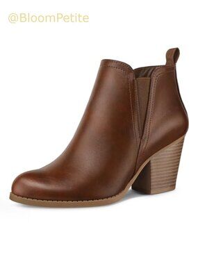 Women's Ankle Boots Round Toe Chunky Block Heel Side Zip Booties